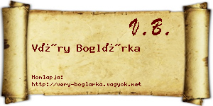 Véry Boglárka névjegykártya